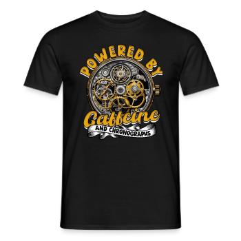 Alimenté par la caféine et les chronographes - T-shirt homme - noir - Devant - AI Model Male 178 light (178cm)