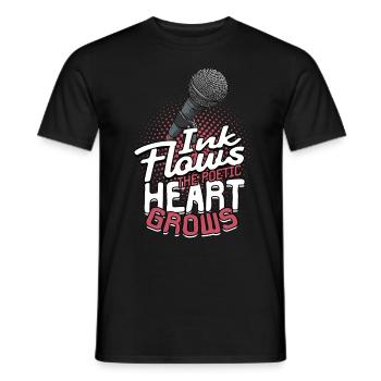 Poetry Slam Ink flows, the poetic heart grows - Men's T-Shirt - black - Front - AI Model Male 178 light (178cm)