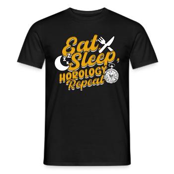 Horloger Manger, Dormir, Horlogerie, Répéter - T-shirt homme - noir - Devant - AI Model Male 178 light (178cm)