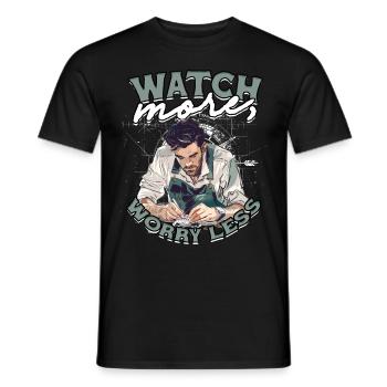 Watchmaker Watchmaking Watch more, worry less - Men's T-Shirt - black - Front - AI Model Male 178 light (178cm)