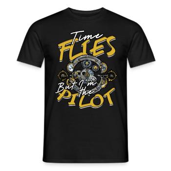 Uhrmacher Le temps passe vite, mais je suis le pilote - T-shirt homme - noir - Devant - AI Model Male 178 light (178cm)