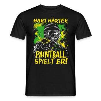 Hart Härter Paintball spielt er | Paintballspieler - Männer T-Shirt - Schwarz - Vorne - AI Model Male 178 light (178cm)