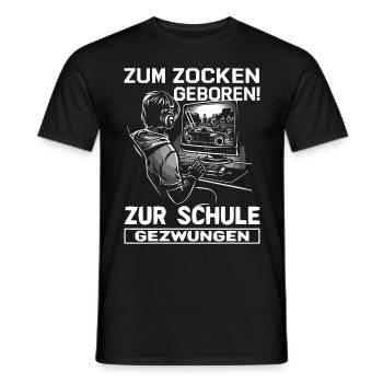 Zum Zocken geboren zur Schule gezwungen - Gaming - Männer T-Shirt - Schwarz - Vorne - AI Model Male 178 light (178cm)