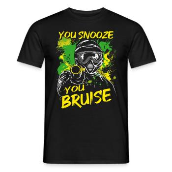 Paintball Spruch You Snooze You Bruise | Paintball - Männer T-Shirt - Schwarz - Vorne - AI Model Male 178 light (178cm)