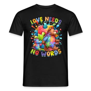 Autistic Autistic Autism Love Needs No Words - Men's T-Shirt - black - Front - AI Model Male 178 light (178cm)