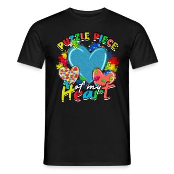 Autisme autiste : pièce de puzzle de mon cœur - T-shirt homme - noir - Devant - AI Model Male 178 light (178cm)