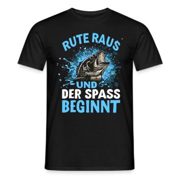 Rute Raus und der Spass beginnt - Fischer Anglner - Männer T-Shirt - Schwarz - Vorne - AI Model Male 178 light (178cm)