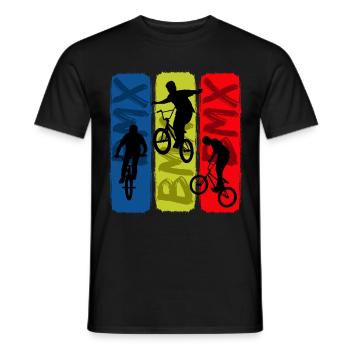 Rider BMX Freestyle rétro, conception de cascades - T-shirt homme - noir - Devant - AI Model Male 178 light (178cm)