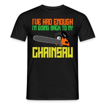 Chain Saw Chainsaw Cutting Fire Wood - Men's T-Shirt - black - Front - AI Model Male 178 light (178cm)