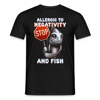Allergie au poisson allergique à la négativité et au poisson - T-shirt homme - noir - Devant - AI Model Male 178 light (178cm)