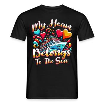 Croisière Cruiser Mon cœur appartient à la mer - T-shirt homme - noir - Devant - AI Model Male 178 light (178cm)