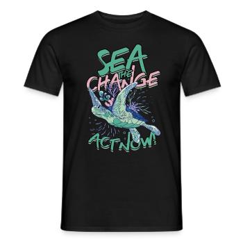 Turtle Sea : Le changement, agissez maintenant - T-shirt homme - noir - Devant - AI Model Male 178 light (178cm)