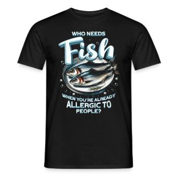 Allergie au poisson qui a besoin de poisson - T-shirt homme - noir - Devant - AI Model Male 178 light (178cm)