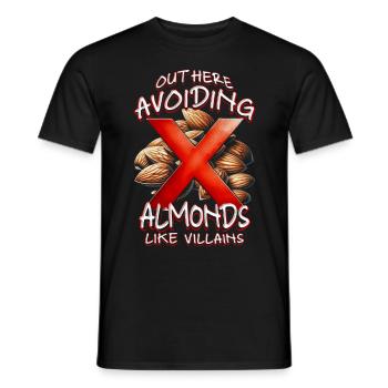 Allergie aux amandes ici : éviter les amandes - T-shirt homme - noir - Devant - AI Model Male 178 light (178cm)