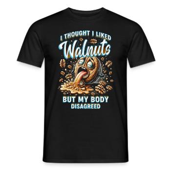 Walnut Allergy I Thought I Liked Walnuts - Men's T-Shirt - black - Front - AI Model Male 178 light (178cm)