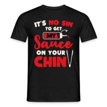 BBQ It's No Sin To Get My Sauce On Your Chin Smoke - Men's T-Shirt - black - Front - AI Model Male 178 light (178cm)