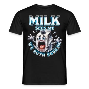Milchallergie Milk Sees Me We Both Scream - Men's T-Shirt - black - Front - AI Model Male 178 light (178cm)