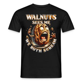 Walnussallergie Walnuts Sees Me We Both Scream - Männer T-Shirt - Schwarz - Vorne - AI Model Male 178 light (178cm)