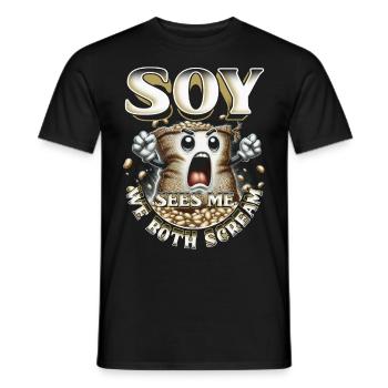 Soy Allergy Soy Sees Me We Both Scream - Men's T-Shirt - black - Front - AI Model Male 178 light (178cm)