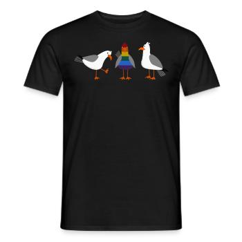 Mouette LGBT Gay Lesbienne Arc-en-ciel Drapeau arc-en-ciel - T-shirt homme - noir - Devant - AI Model Male 178 light (178cm)