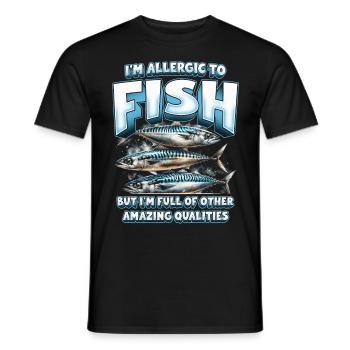 Allergie au poisson - T-shirt homme - noir - Devant - AI Model Male 178 light (178cm)