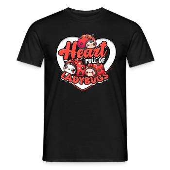 Coeur d’entomologie de coccinelle plein de coccinelles - T-shirt homme - noir - Devant - AI Model Male 178 light (178cm)