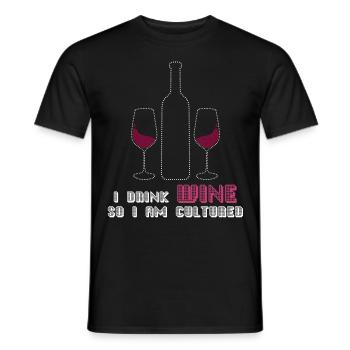 Vino Wine Drinker Wine Glass - Männer T-Shirt - Schwarz - Vorne - AI Model Male 178 light (178cm)