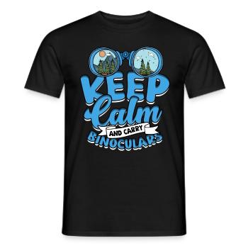 Observation des oiseaux : restez calme et emportez des jumelles - T-shirt homme - noir - Devant - AI Model Male 178 light (178cm)