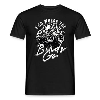 Observation des oiseaux Je vais là où les oiseaux vont - T-shirt homme - noir - Devant - AI Model Male 178 light (178cm)
