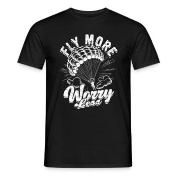 Paragliding Paraglider Gleiter Fly More Worry Less - Männer T-Shirt - Schwarz - Vorne - AI Model Male 178 light (178cm)