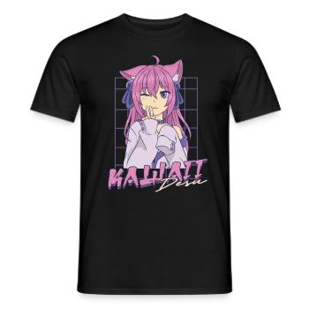 Anime Kawaii Desu - Männer T-Shirt - Schwarz - Vorne - AI Model Male 178 light (178cm)