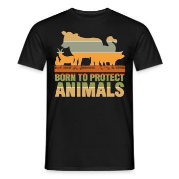 Animal Rights Vegan Retro Save Animals - Men's T-Shirt - black - Front - AI Model Male 178 light (178cm)