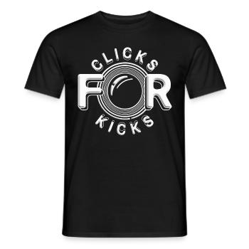 Photographer Photography Photographers Clicks For Kicks - Men's T-Shirt - black - Front - AI Model Male 178 light (178cm)