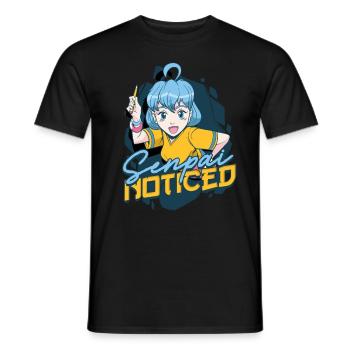 Anime Senpai Noticed - Men's T-Shirt - black - Front - AI Model Male 178 light (178cm)
