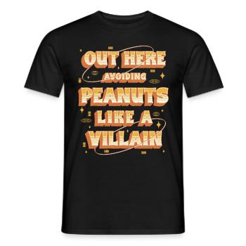 Allergie aux arachides ici : éviter les cacahuètes - T-shirt homme - noir - Devant - AI Model Male 178 light (178cm)