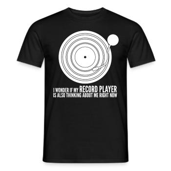 Tourne-disque vinyle - T-shirt homme - noir - Devant - AI Model Male 178 light (178cm)