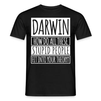 Misanthrope Darwin Award Joke Darwinism - Men's T-Shirt - black - Front - AI Model Male 178 light (178cm)