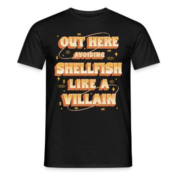 Allergie aux fruits de mer ici : éviter les crustacés - T-shirt homme - noir - Devant - AI Model Male 178 light (178cm)