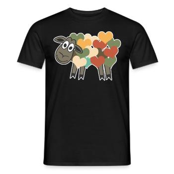 Sheep Retro Hearts - Men's T-Shirt - black - Front - AI Model Male 178 light (178cm)