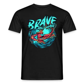 Kampffisch Brave And Wave - Männer T-Shirt - Schwarz - Vorne - AI Model Male 178 light (178cm)