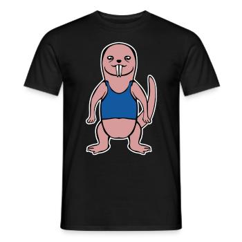 Rat taupe nu avec une chemise - T-shirt homme - noir - Devant - AI Model Male 178 light (178cm)