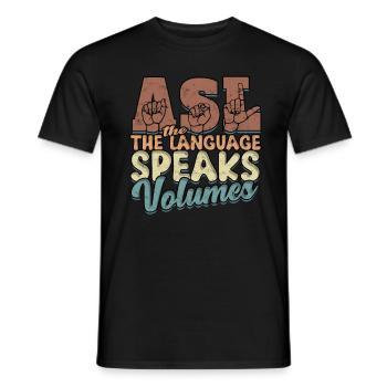 Interprètes ASL ASL La langue en dit long - T-shirt homme - noir - Devant - AI Model Male 178 light (178cm)
