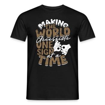 ASL Sign Language Interpreter - Men's T-Shirt - black - Front - AI Model Male 178 light (178cm)