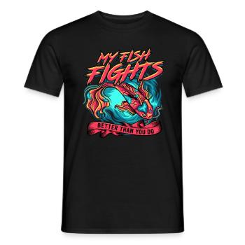 Poisson Betta Betta siamois - T-shirt homme - noir - Devant - AI Model Male 178 light (178cm)