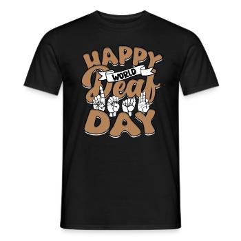 ASL Interpreter Happy World Deaf Day - Men's T-Shirt - black - Front - AI Model Male 178 light (178cm)