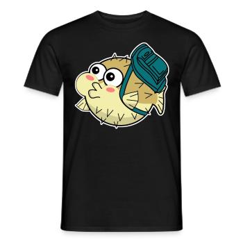 Poisson-globe avec sac à dos - T-shirt homme - noir - Devant - AI Model Male 178 light (178cm)
