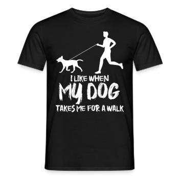 Chiens Teckel Promenade de chien - T-shirt homme - noir - Devant - AI Model Male 178 light (178cm)