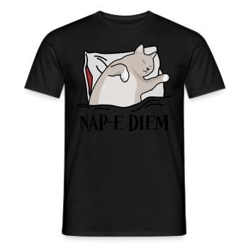 Tired Sleeping Cat Bed Nap Sleep - Männer T-Shirt - Schwarz - Vorne - AI Model Male 178 light (178cm)