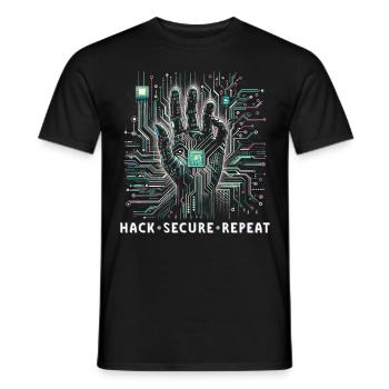 Penetration Tester Hack Secure Repeat - Men's T-Shirt - black - Front - AI Model Male 178 light (178cm)