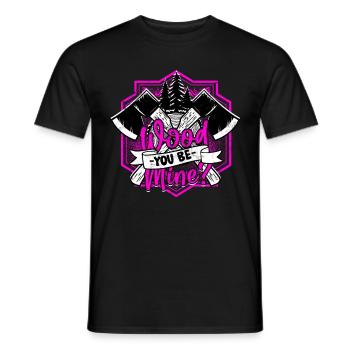 Bûcheron Lumberjack Wood Tu es à moi ? - T-shirt homme - noir - Devant - AI Model Male 178 light (178cm)